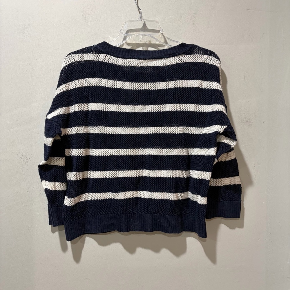 Tommy Hilfiger Knitted Top Large Women Navy Blue White Striped Knit Lightweight - Picture 7 of 7